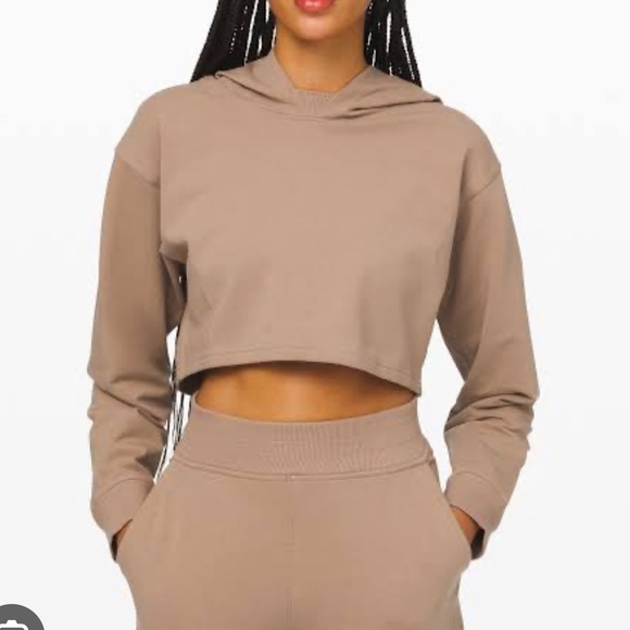 Lululemon All Yours Cropped Hoodie in Soft Sand - Picture 1 of 11